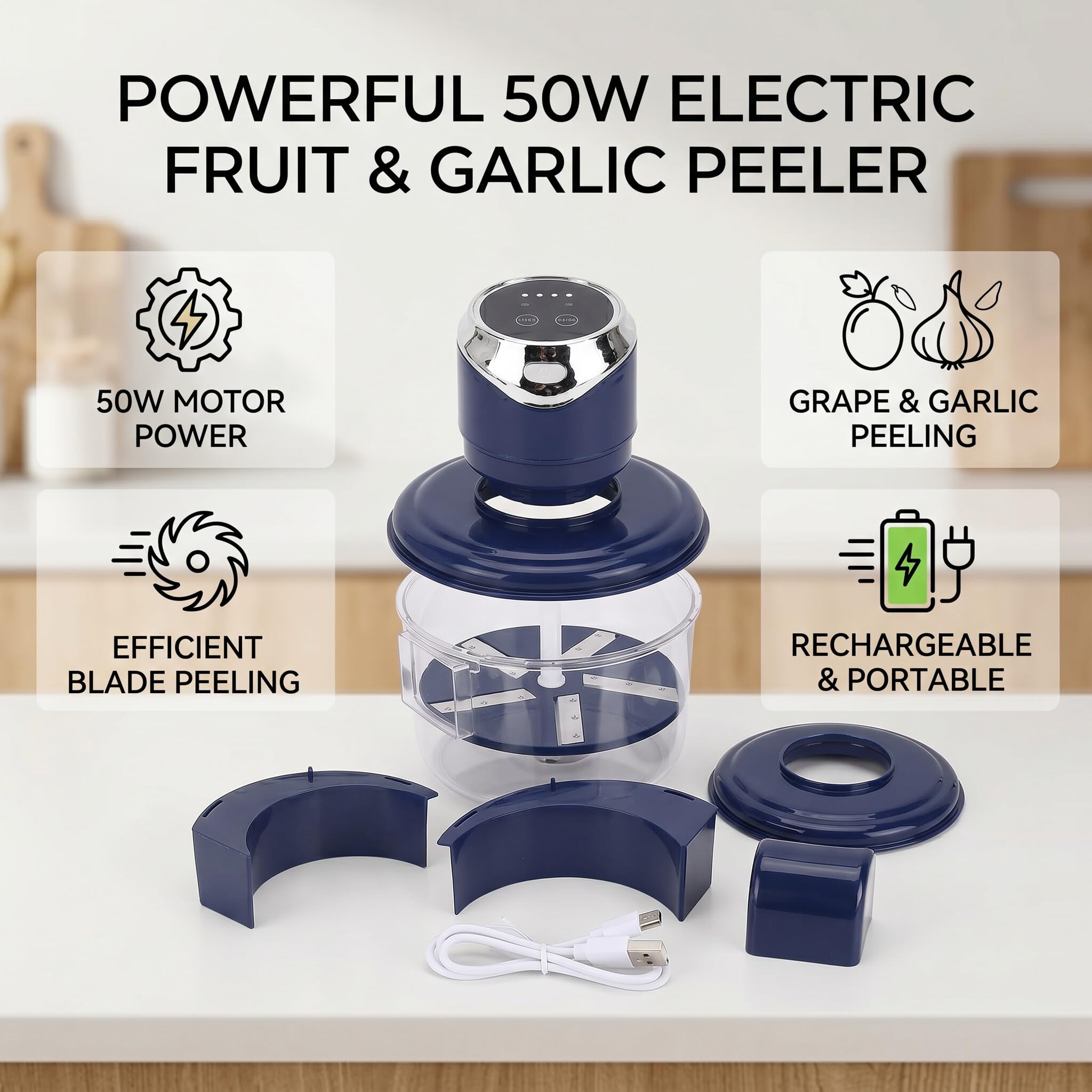 Zerodis Pelapatate Elettrico per Frutta e Verdura Pelapatate Elettrico Ad Alta velocità da 50 W per Utensili da per la Domestica