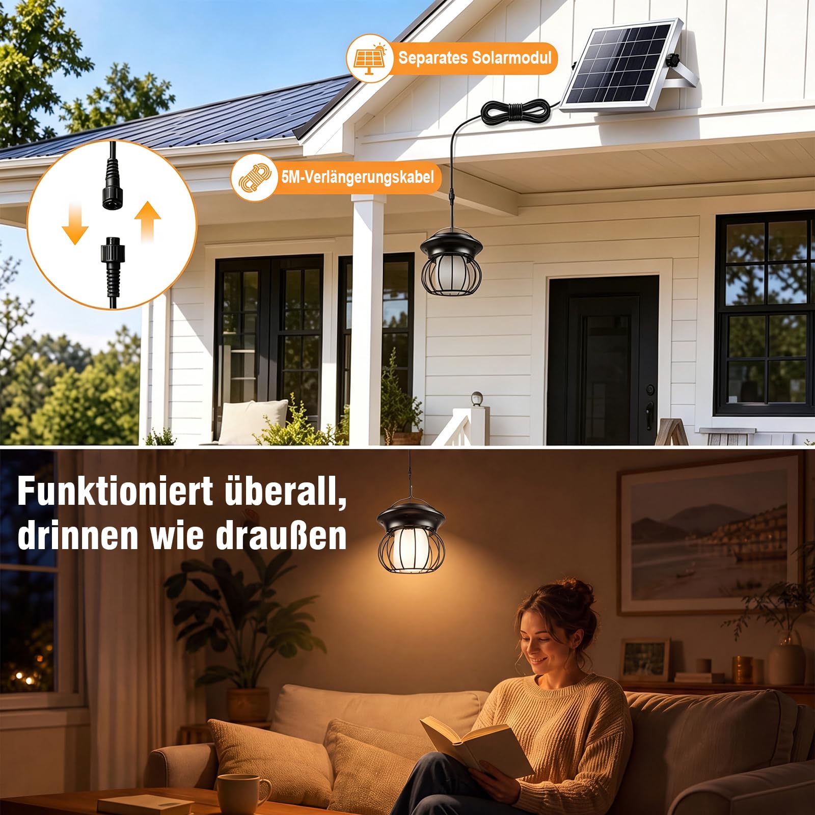 ChunHee Solar Hängelampe für Schuppen, Garage und Pavillon IP65