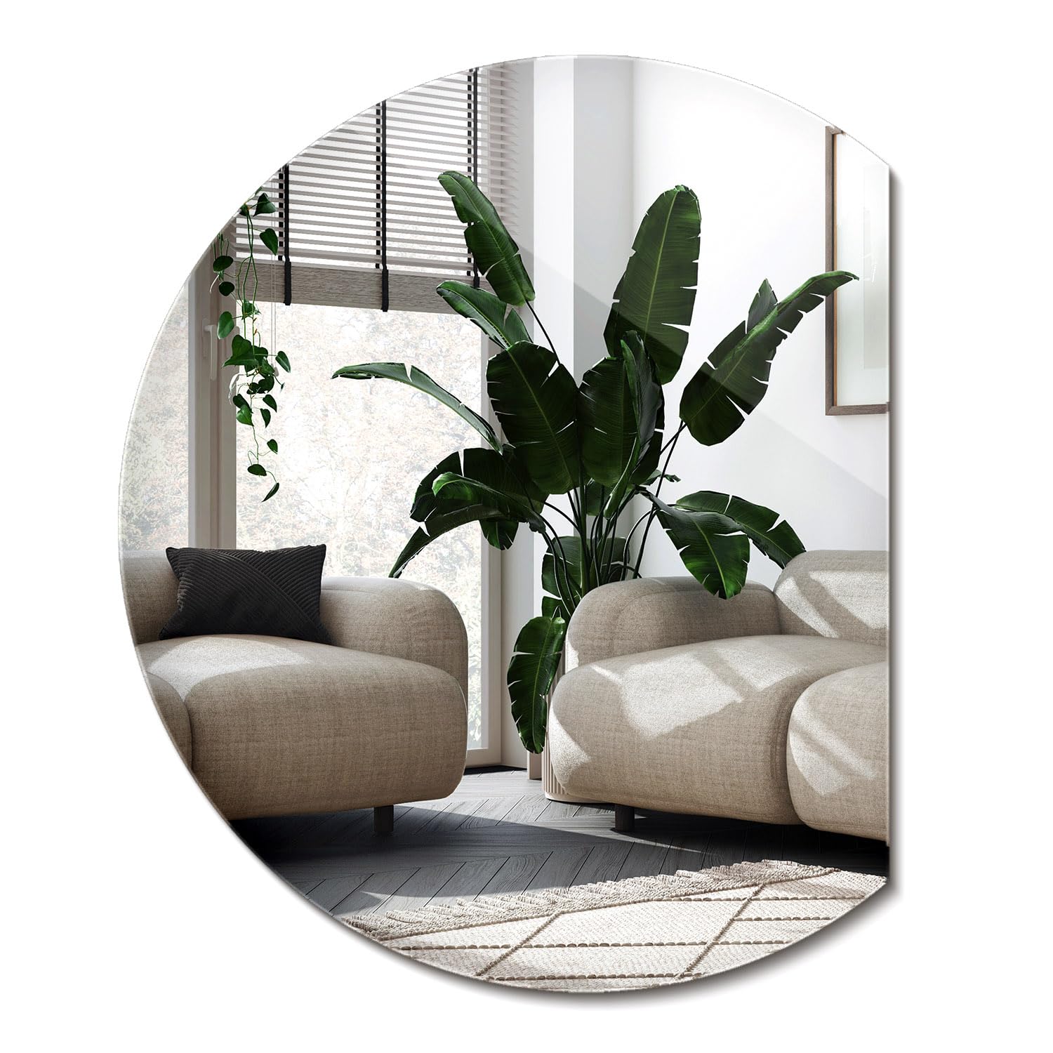 Specchio Rotondo Moderno 84 cm x 100 cm Design Unico Che Migliora Luce e Spazio Decorazione Versatile per Casa o Ufficio Luminoso