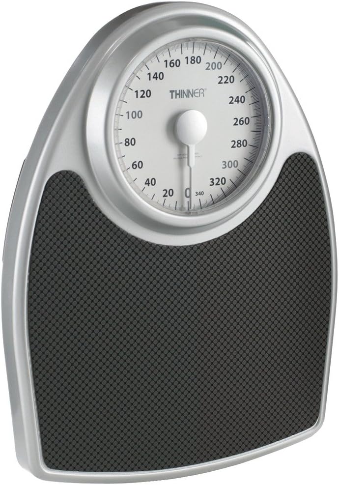 Thinner by Conair Scale for Body Weight, Analog Bathroom Scale in Black