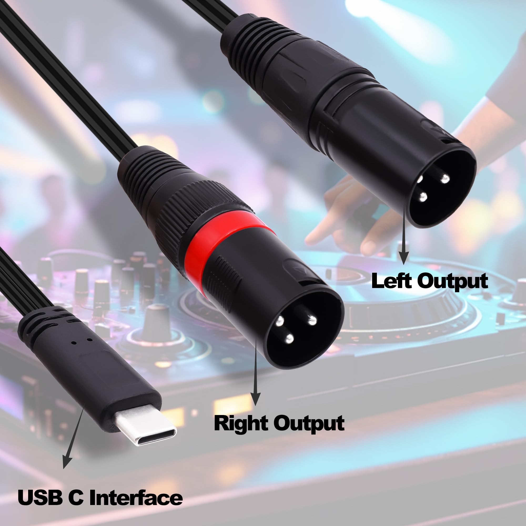 YARCHONN USB C to Dual XLR Audio Cable Type C to 2 XLR Male Output Stereo Adapter Amplifier Converter Cable Cord for Smartphones Laptops-1M/3.3FT - Image 3