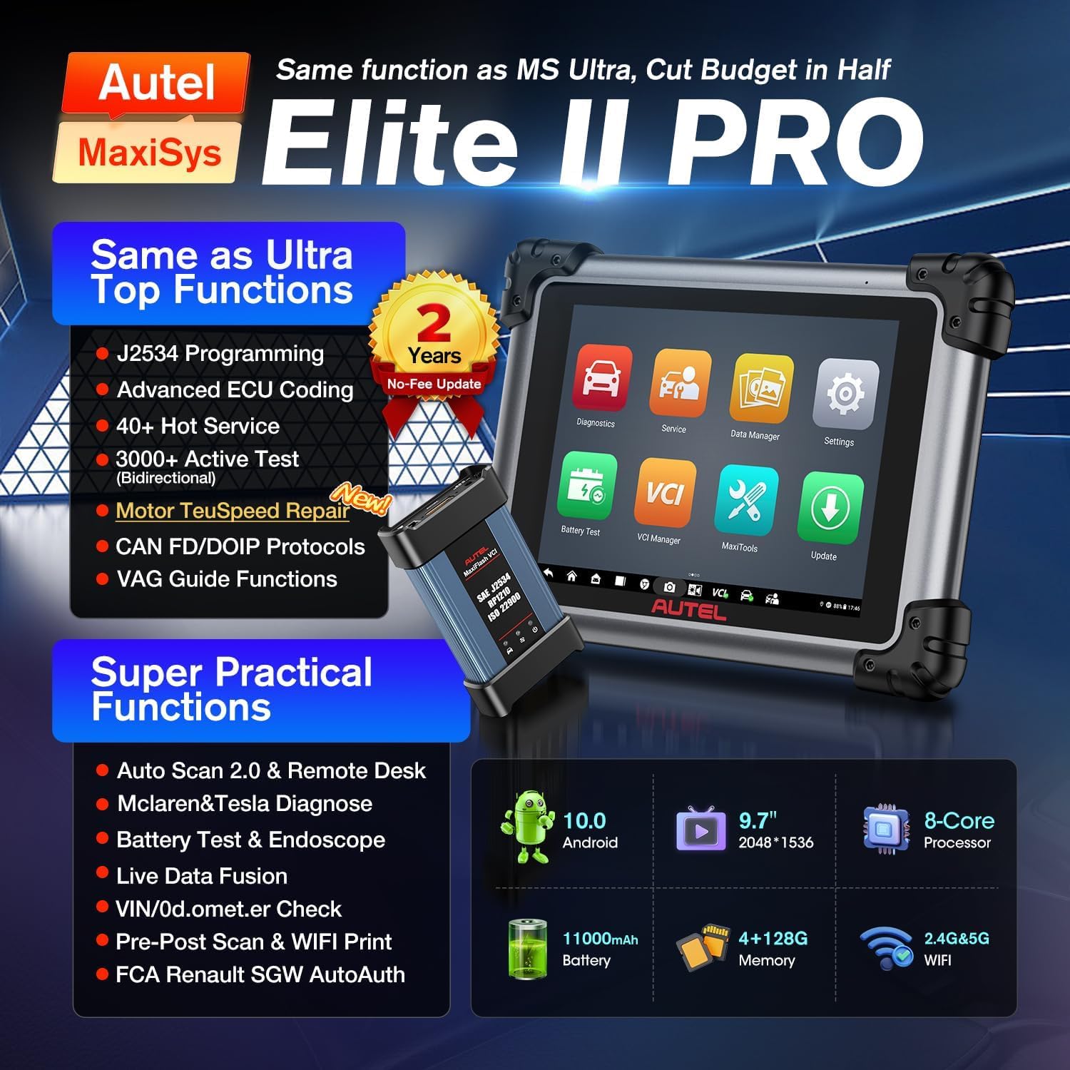 Autel Valise Diagnostic Auto MaxiSYS Elite II Pro, Programmation & Codage