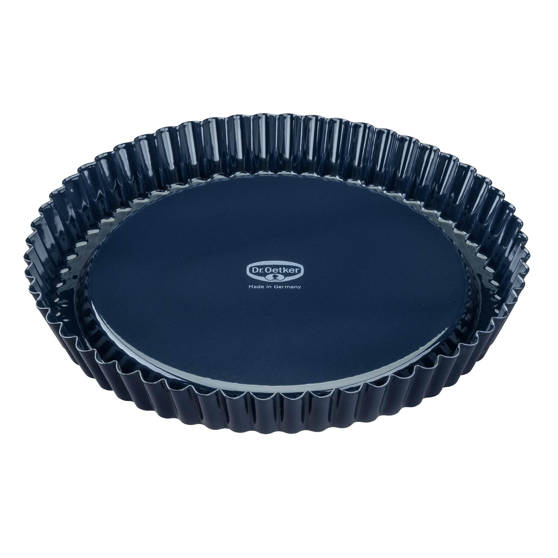 Dr. Oetker Obstkuchenform 28 cm Back-Liebe Emaille – Schnitt- & kratzfeste Backform mit Emaille & Antihaft-Beschichtung – 28er Tortenbodenform in Dunkelblau