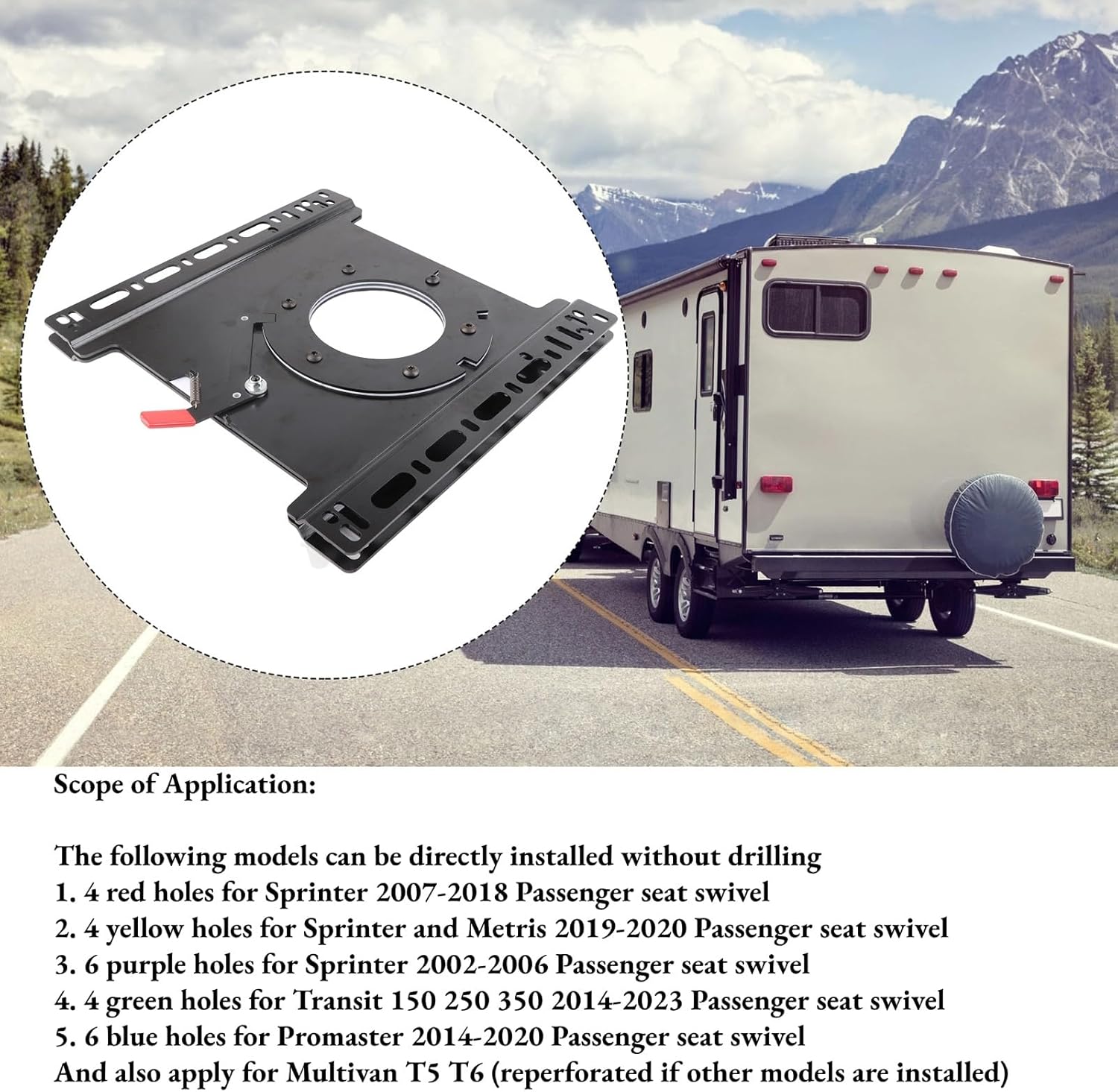 Swivel Car Seat Base 360 Rotating with Heavy Duty Steel Plate for RV Van and Bus (Spare Parts)