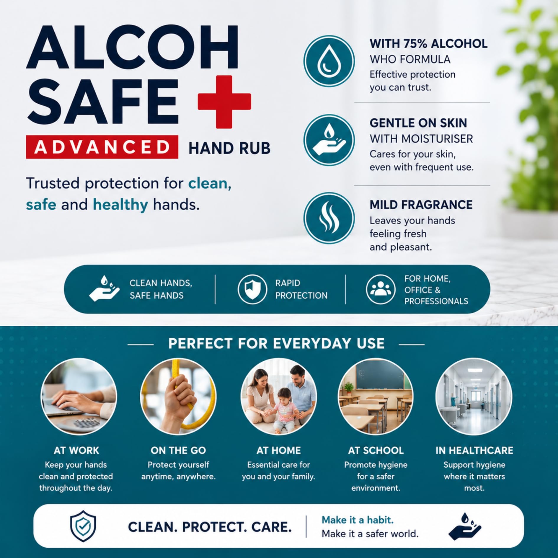 Alcohpure - Alcohsafe Advanced Hand Rub, 75% IPA, WHO Formulation, 500ml (Pack of 2) 1