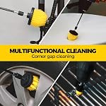 Holikme 5Pack Pinceau de percement ensemble de fixation,Pinceau à broyage de puissance long joint étendu pour les surfaces de salle de bains, coulis, planchers, baignoires, douches, carreaux, cuisines et voitures, jaune