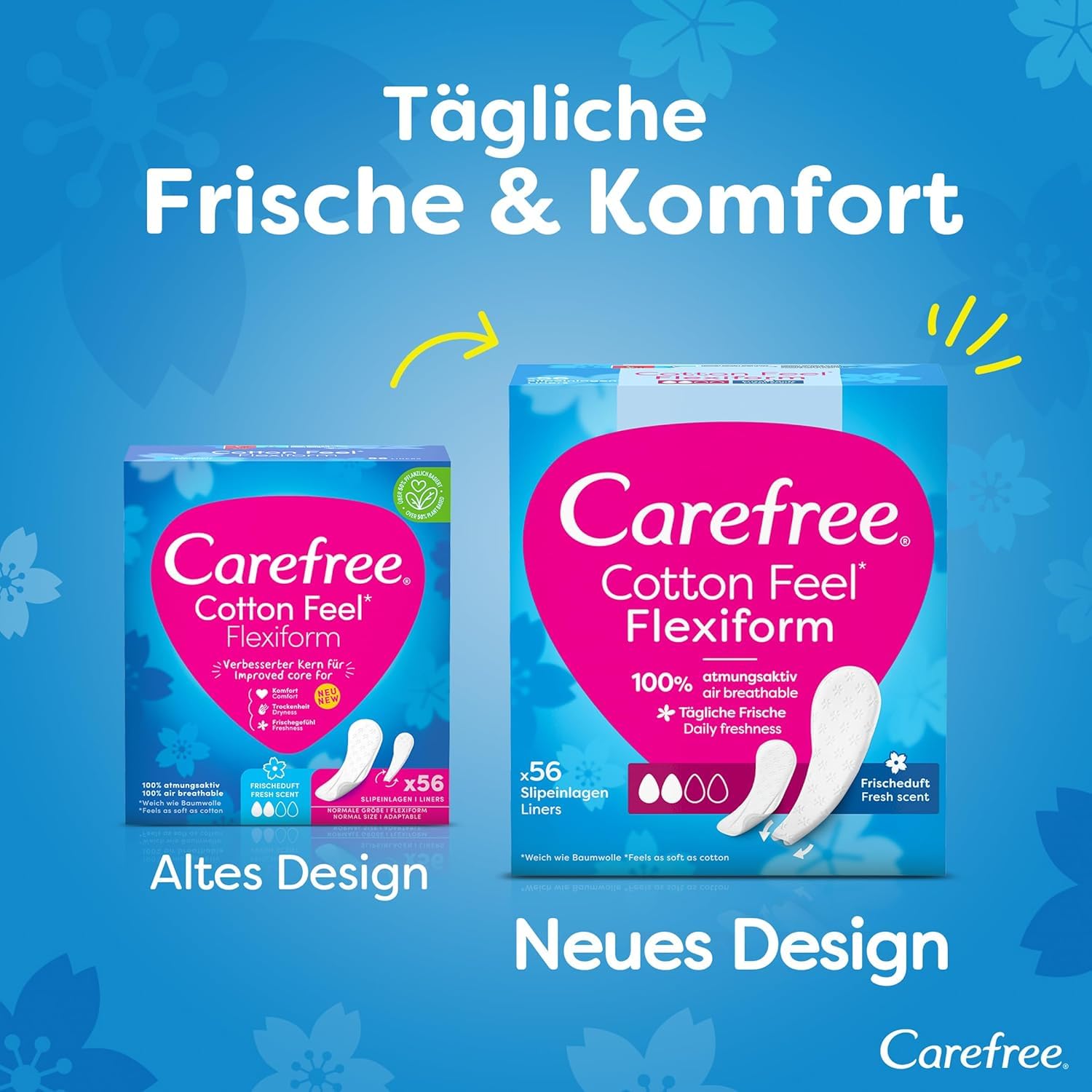 Slipeinlagen Cotton Feel Flexiform mit Frischeduft, 56 Stk - Neues Design