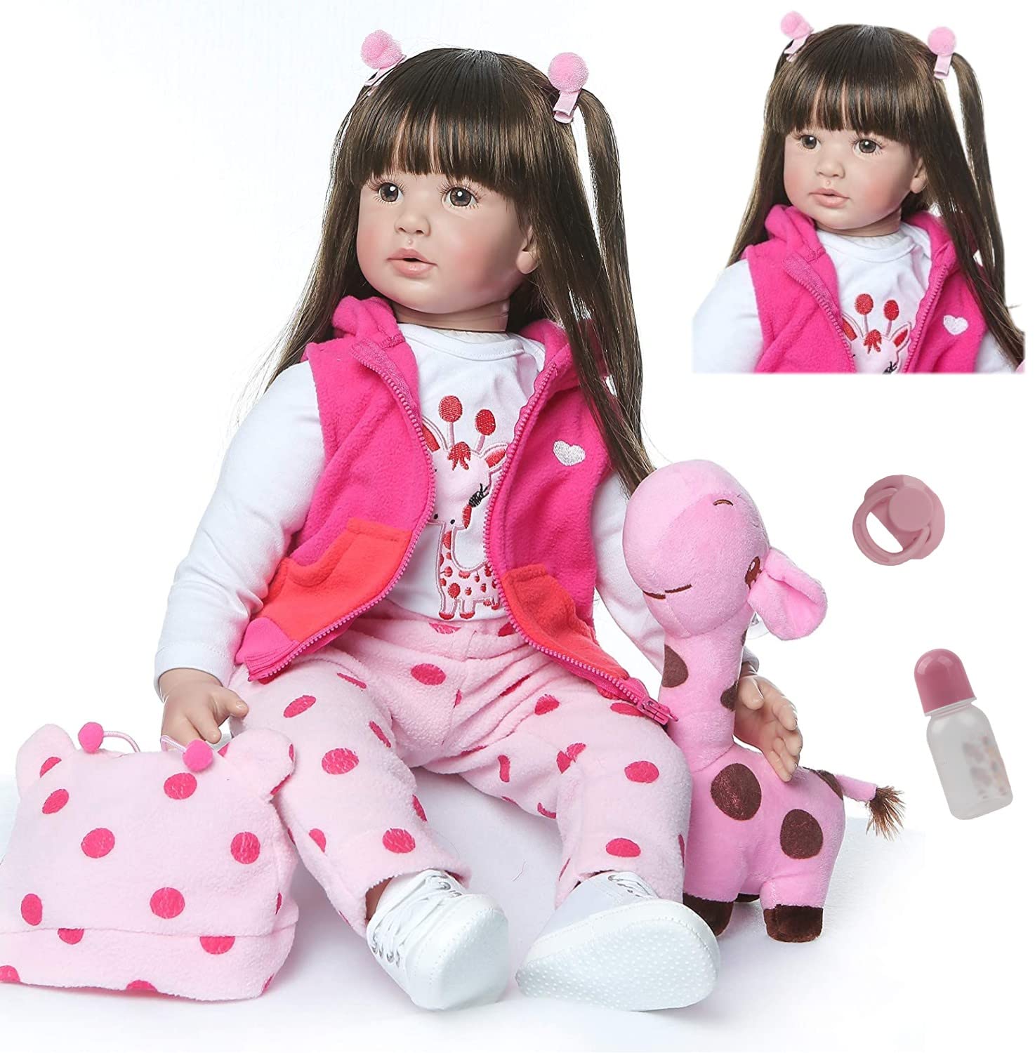 ZIYIUI 24 Pollici 60 cm Bambole Reborn Femmina Silicone Morbido Vita Reale Realistico Fatto a Mano Bambole Reborn Originali Giocattoli Per Ragazzi e Ragazze Regali di Festa Magnetici Reborn Doll
