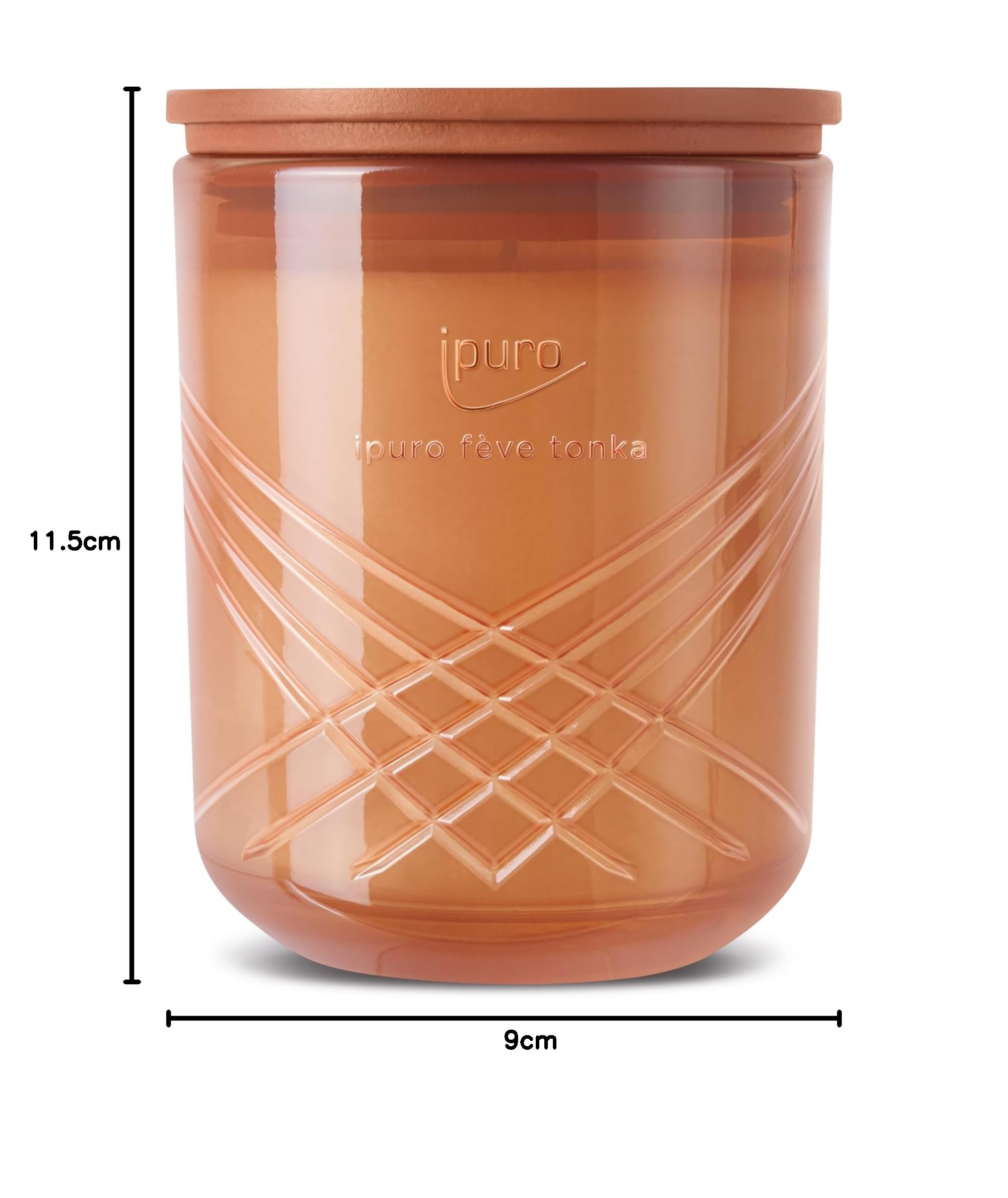 Ipuro Exclusive Elegante vela perfumada FÉVE Tonka con mayor contenido de aceite perfumado | Vela perfumada de en tarro | Vela con vainilla y haba tonka, aroma a rosa y sándalo | Vela perfumada