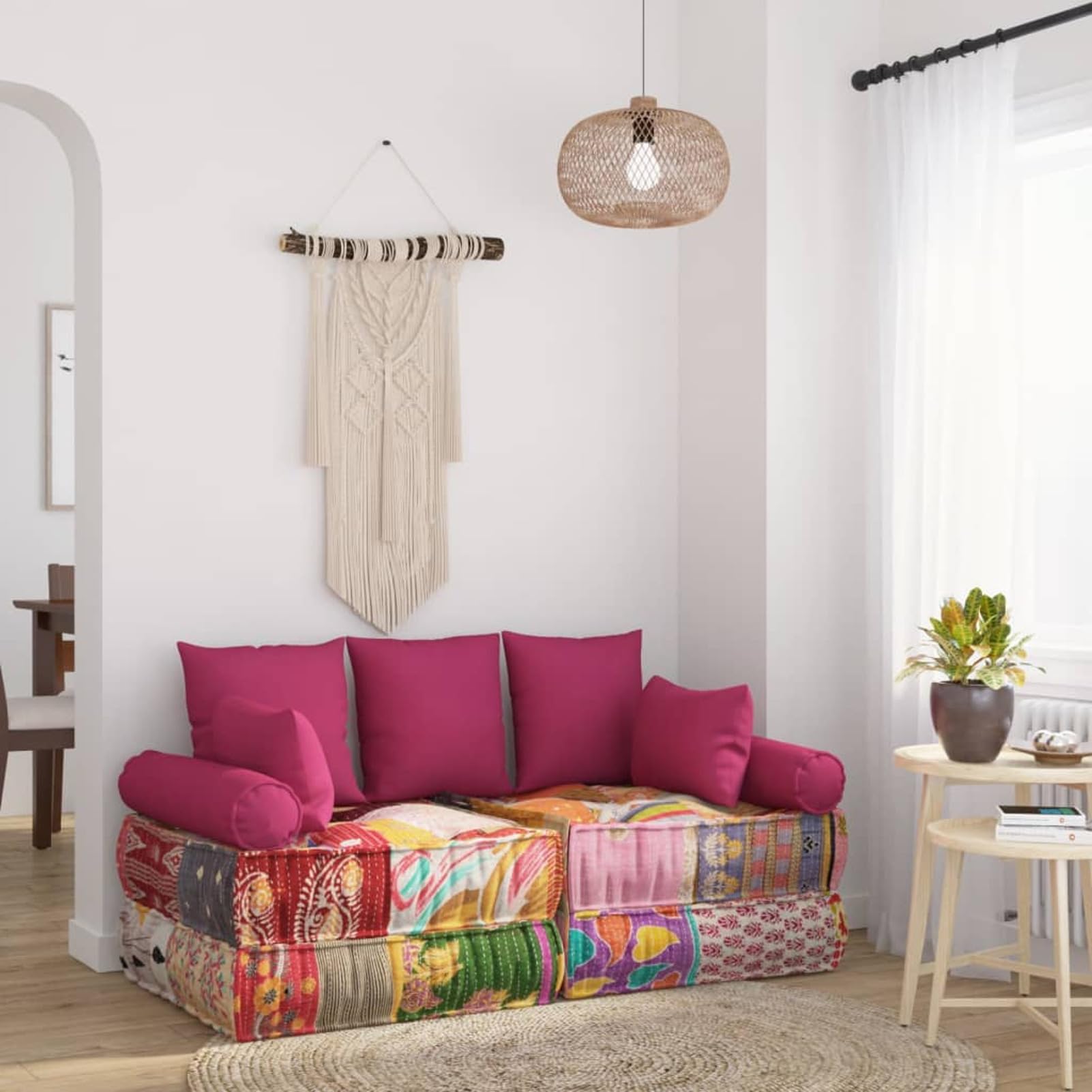 Brokky 350381 Set di Cuscini 7 pz in Tessuto Rosa Cuscini per Divano Imbottitura Cuscini Interno Decorativi Quadrati Morbidi Anallergici Antiacaro Arredo Casa Salotto Letto Sfoderabili e Lavabili