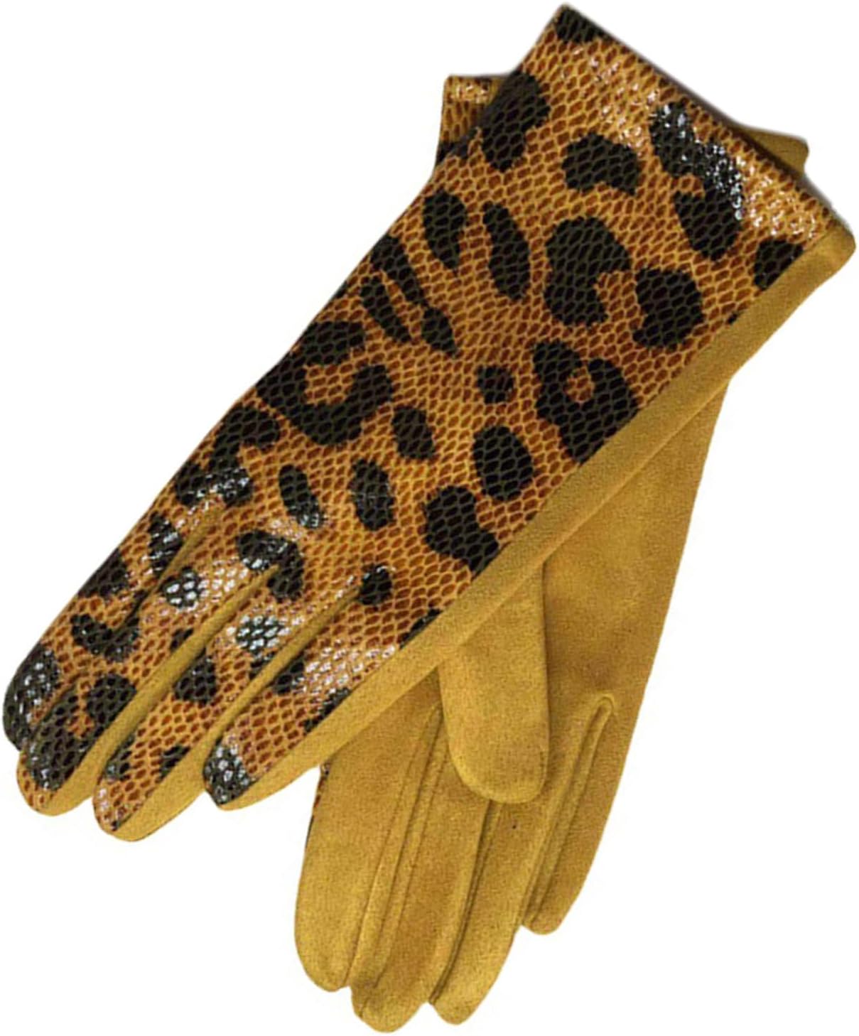 jiahesuw 1pair Leopards Print Short Gloves Women Stretchy Mittens Durability Gloves for Casual and Party Outfits