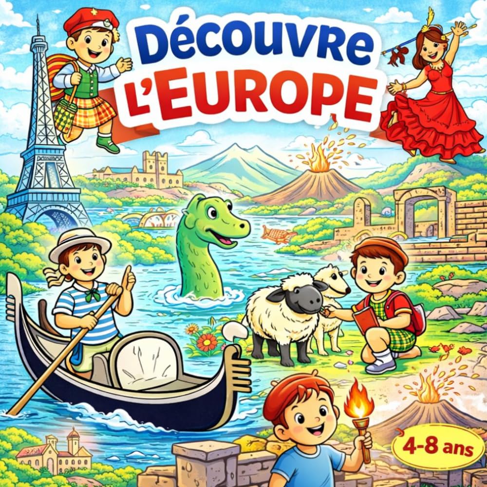 Découvre l’Europe - Livre de coloriage pour enfants 4-8 ans: Voyage à travers les pays, monuments et cultures d’Europe - Activité créative et ... - Dessins simples et faciles à colorier