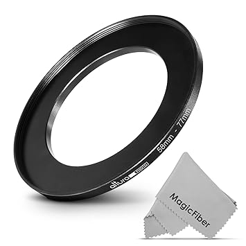Goja 58-77MM Step-Up Adapter Ring (58MM Lens to 77MM Accessory) + Premium MagicFiber Microfiber Cleaning Cloth