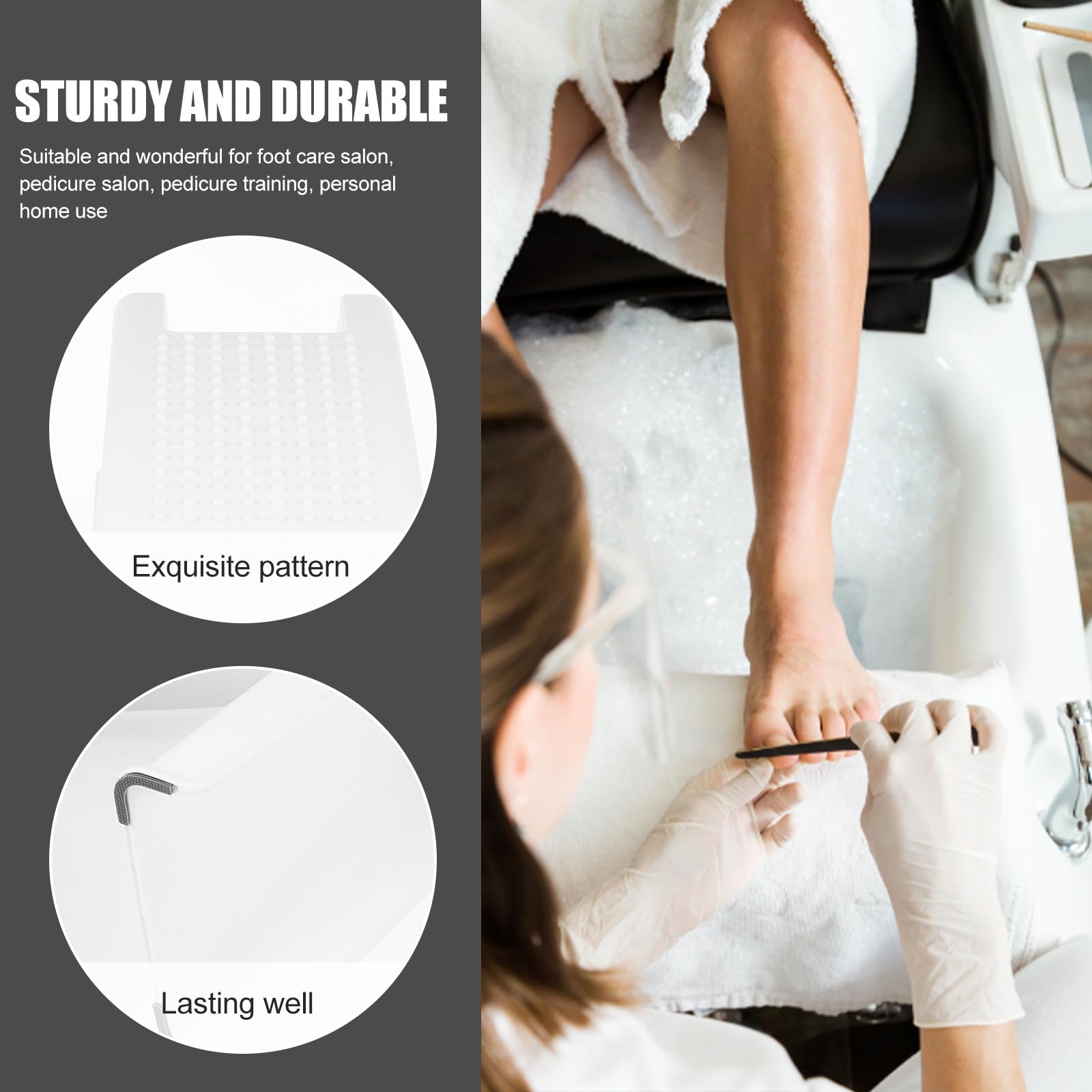 Sgabello per Pedicure Beige in Abs Antiscivolo per Uso Domestico e Salone di Bellezza, Supporto Comodo per Piedi Funzione Rilassante e Resistente