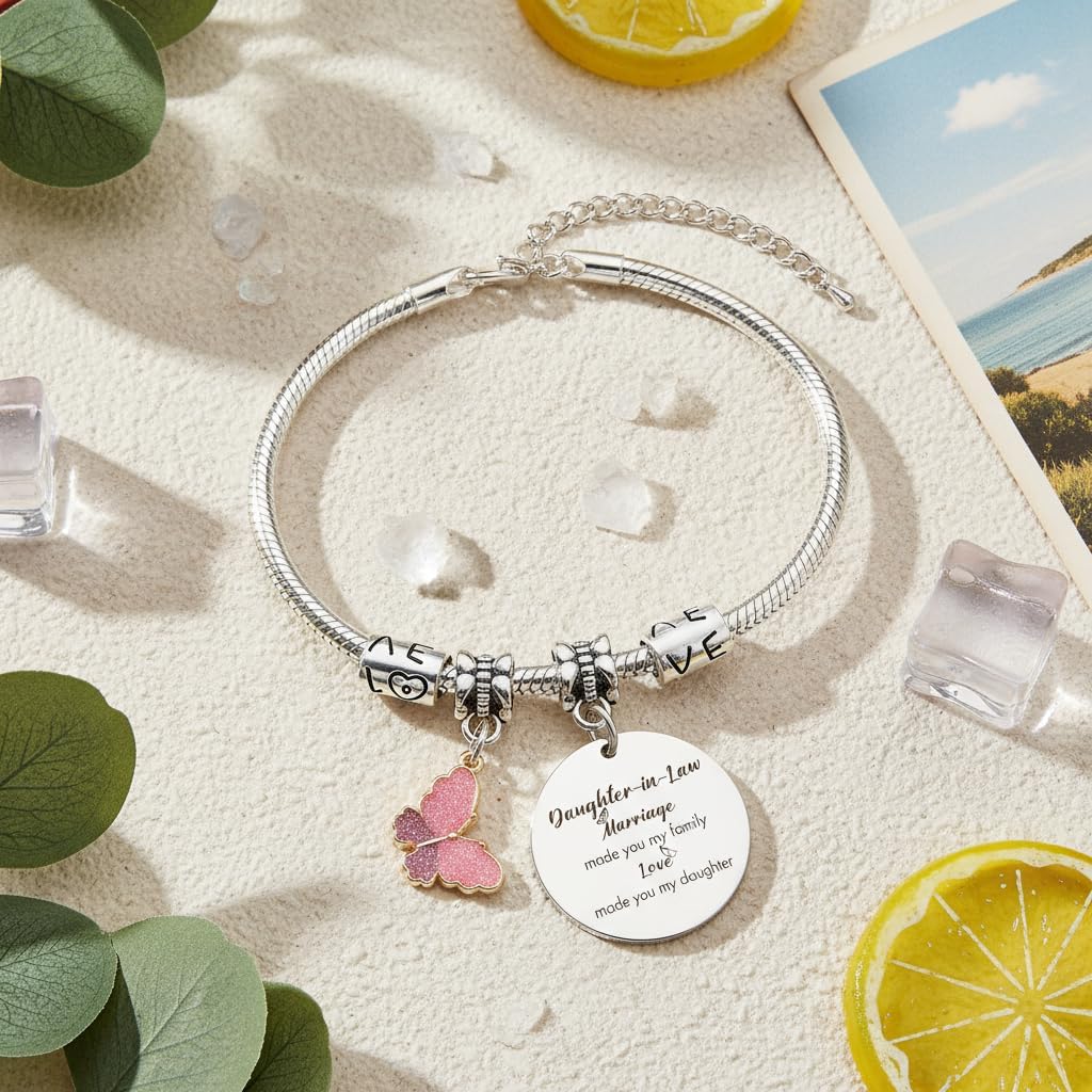Aelciyue Daughter-in-law Gifts from Mother-in-law - Christmas Mothers Day Birthday Wedding Valentines Day Gifts for Daughter-in-law Unique Butterfly Link Bracelets for Women The Marriage Gift - Image 6