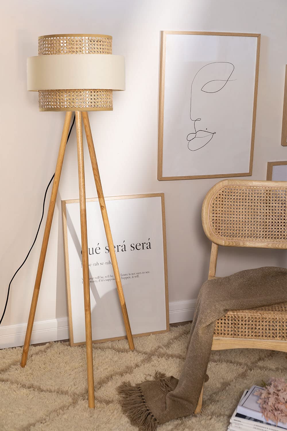 AKWAY Rattan Cane Webbing Floor Lamp Bamboo Floor Lamp Cane Floor Lamp Standing Lamp Wooden Standing lamp for Living Room Bedroom (14" D X 11") (Beige) (B0BZPRPLKD) Amazon Price History, Amazon Price Tracker