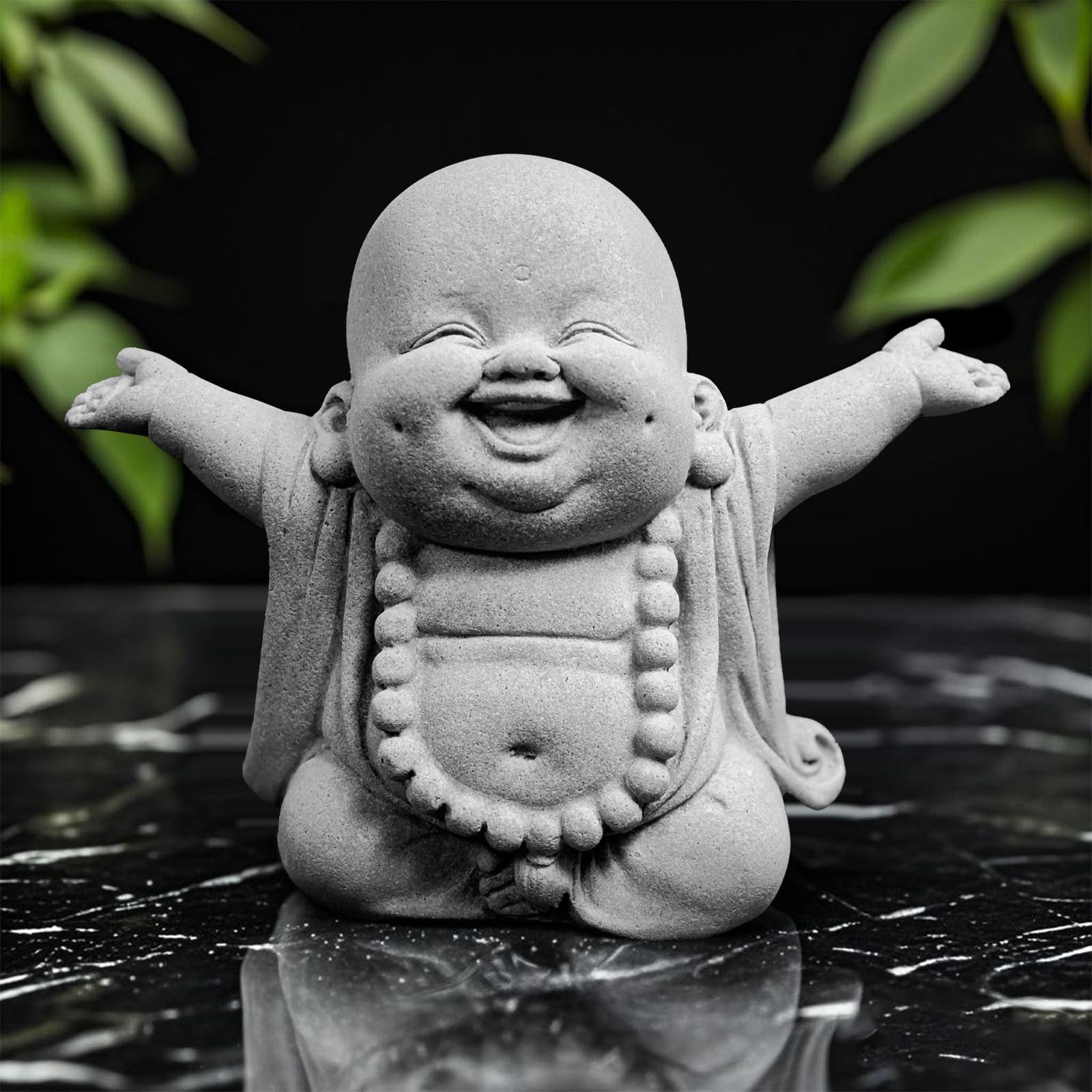 starfa lab Laughing Buddha Statue,Zen Monk Praying Statue Sculptures Ornament for Garden,Outdoor,Wealth,Good Luck, Indoor,Mini Buddha Fish Tank