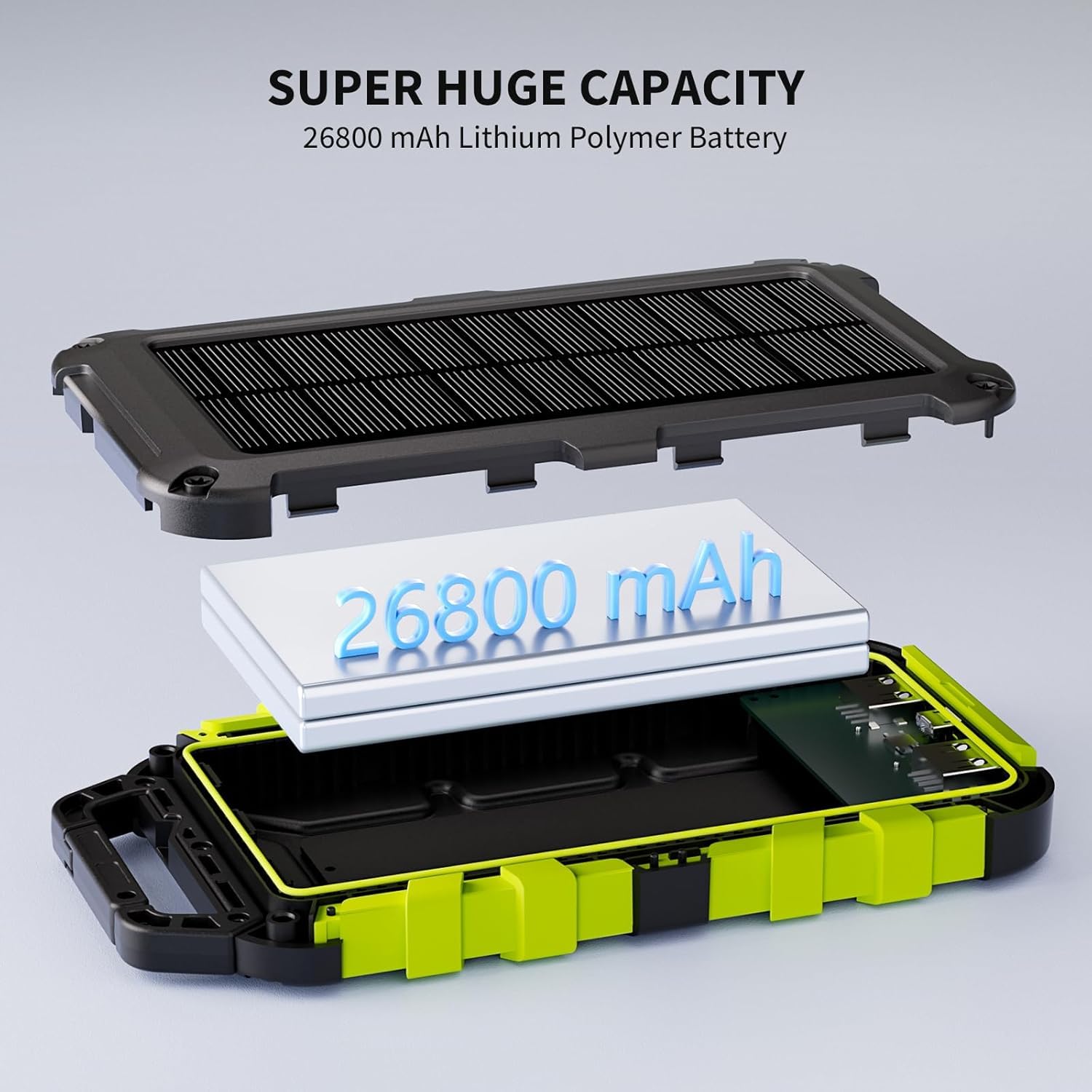 TOENNESEN Solar Powerbank 26800mAh met Zonnepaneel - PD 15W Draadloze