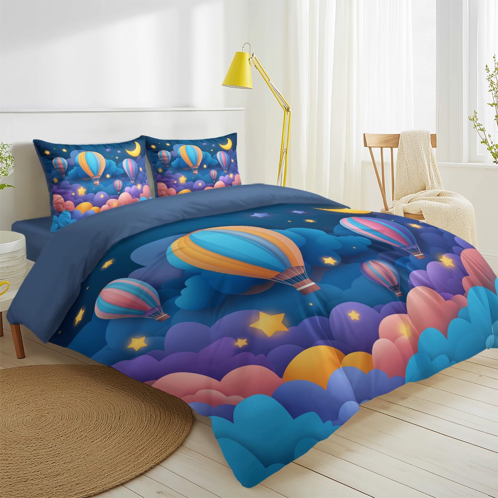 Générique Fantazyjna brązowa poszwa na kołdrę, komplet pościeli 200 x 200 cm dla 2 osób, prześcieradło z gumką, grzyby mistyczne kwiaty zestaw pościeli 4-częściowy z 2 poszewkami na poduszki
