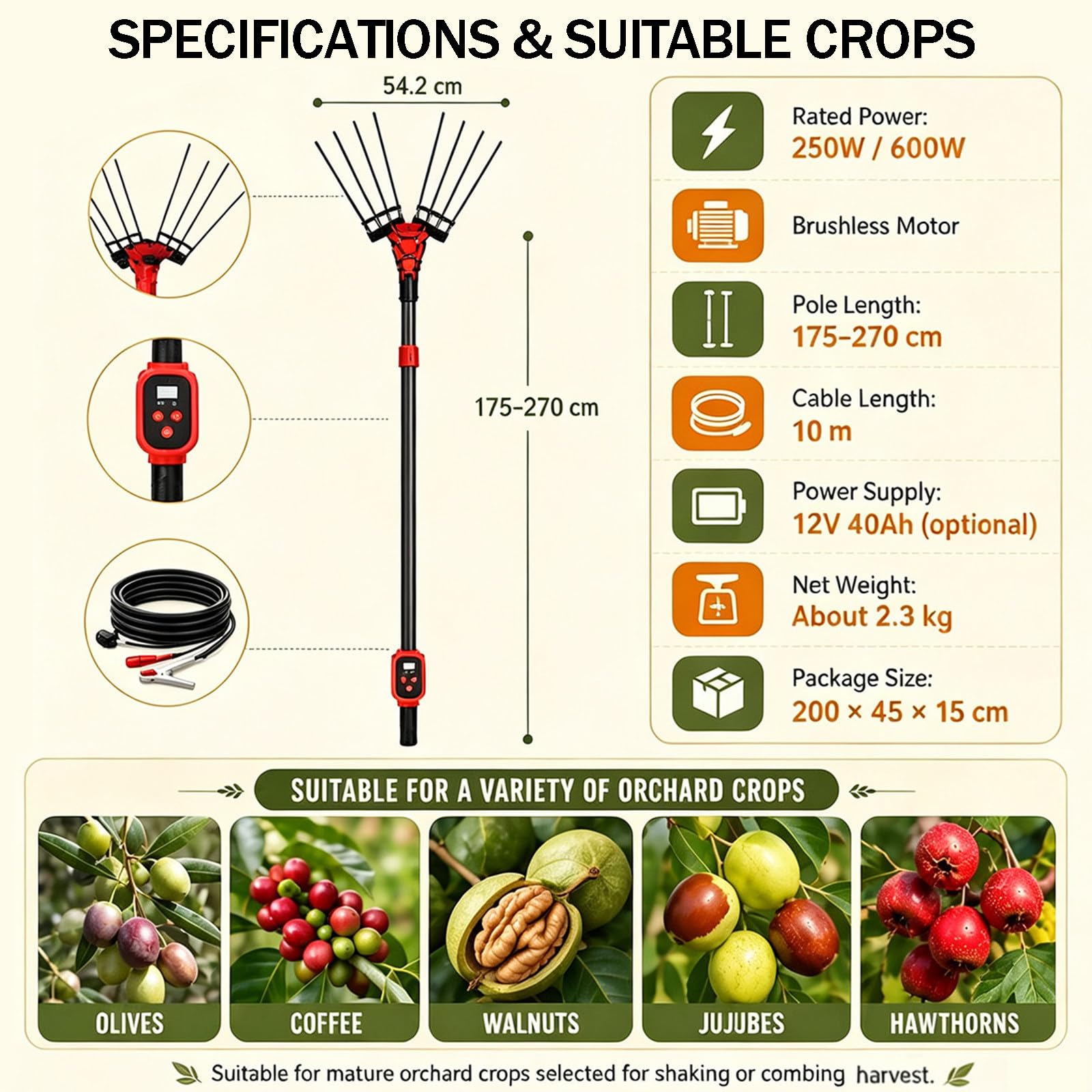 électrique Machine à cueillir Les Fruits sans Fil 250W-Machineonly