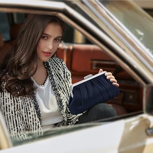 Miniatura 8 de Elegante bolso de mano de noche para mujer, plisado, de satén, sobre formal, bolso simple y elegante