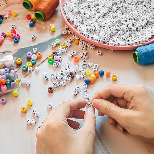 Miniatura 3 de Cuentas de letras cuadradas de 6x6mm de acrílico, cuentas del alfabeto E para pulseras, fabricación de joyas, llaveros DIY - 100 piezas