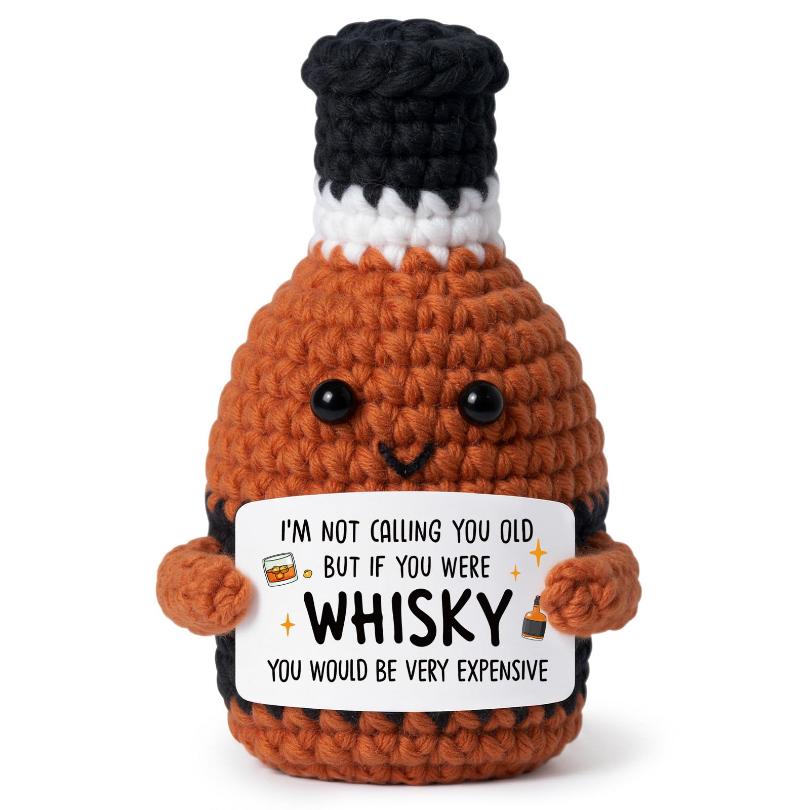 musaecoin Funny Birthday Gifts for Men, Handmade Whisky Crochet Desk Decor