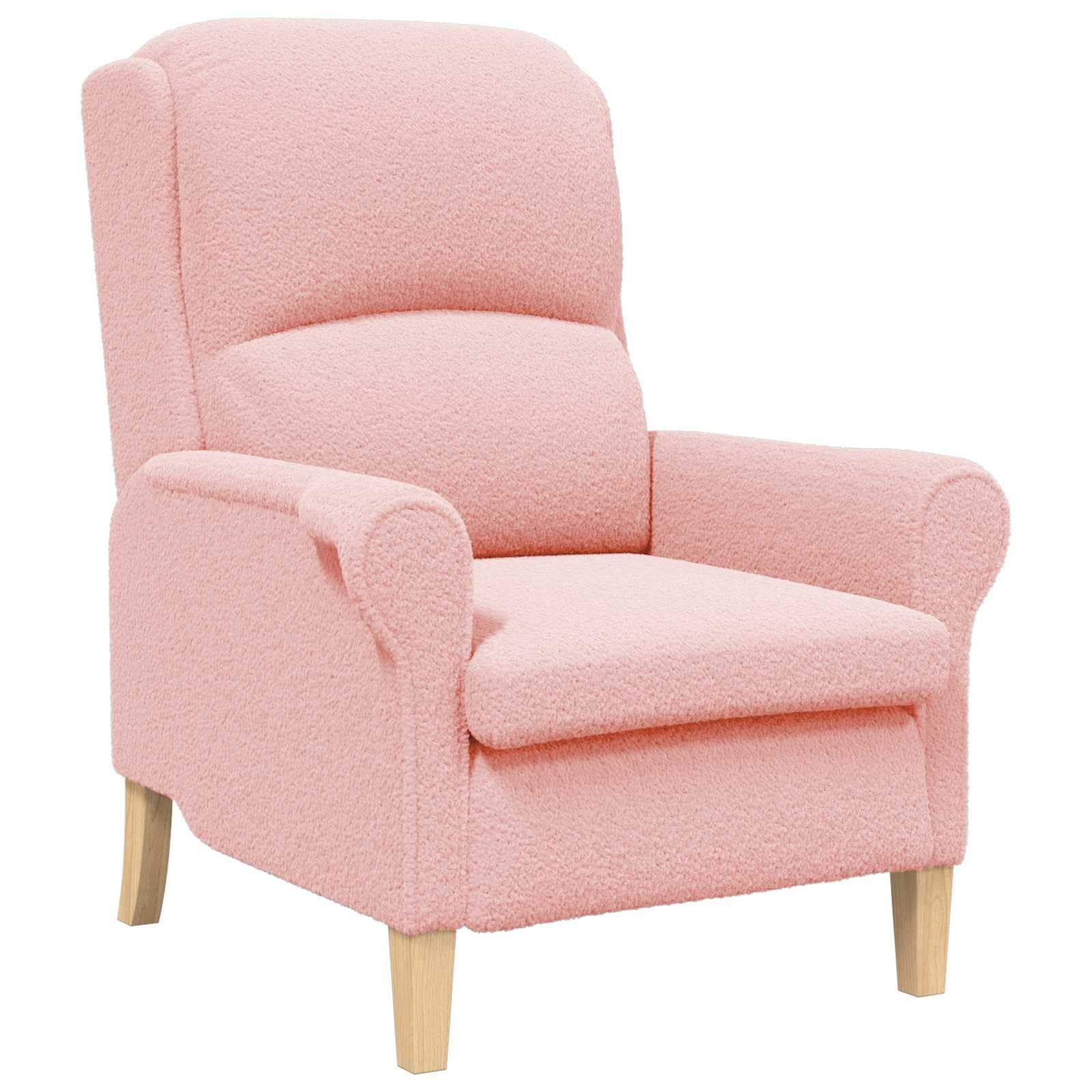vidaXL ergonomischer Sessel – Rosa Stofffarben, Holzbeine, einfache Montage