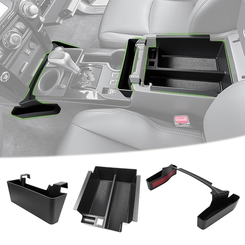 Kit organizador de console central Qyebbk para Toyota 4Runner 2010–2024, bandejas laterais e caixa para apoio de braço, 3 peças