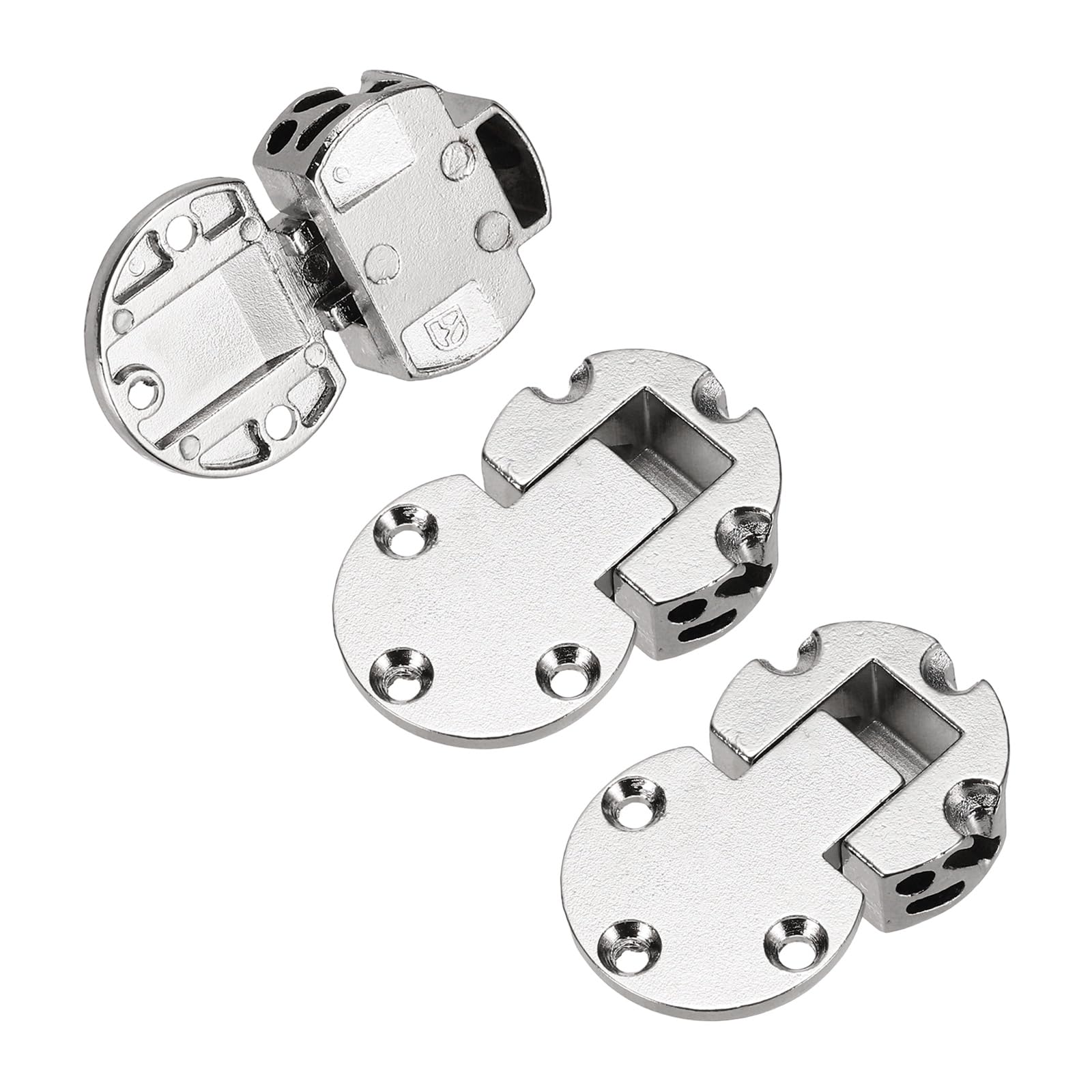 sourcing map 3Pcs 90 Degree Hidden Flap Hinges, 1.93" x 1.18", Zinc Alloy Cabinet Door Concealed Hinge for Cabinet Door Folding Computer Desk, Silver