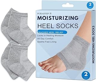 Purastep Silicone Gel Heel Socks For Dry Hard Cracked Heels Repair, Foot Care Support Cushion With Spa Botanical Gel Pad - For Men And Women - (Free Size) (1 Pair) (Grey)-picture-23