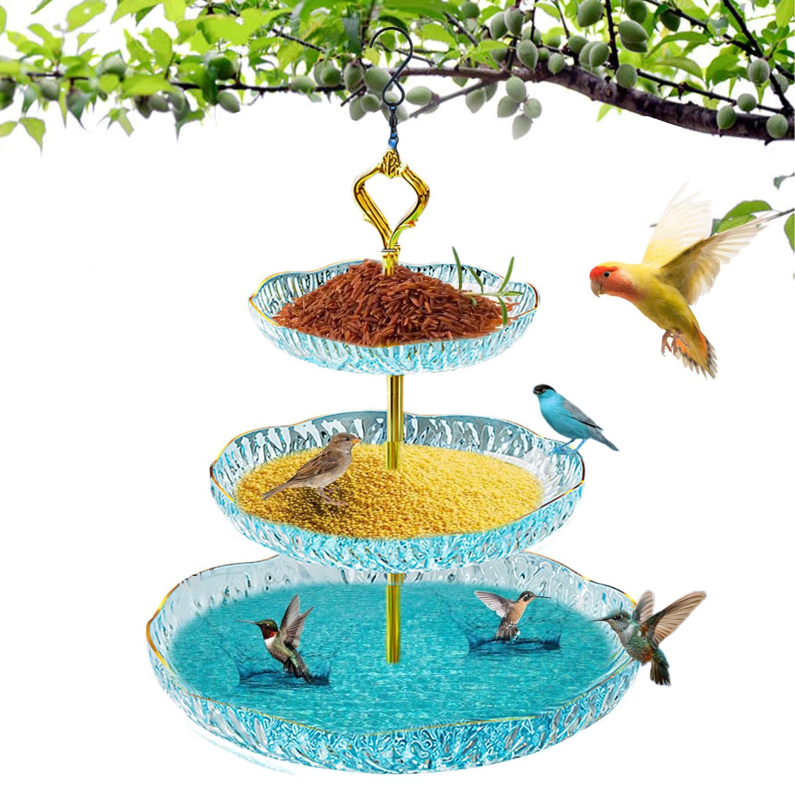 Baignoires d'oiseaux pour l'extérieur suspendues avec plateau à 3 niveaux