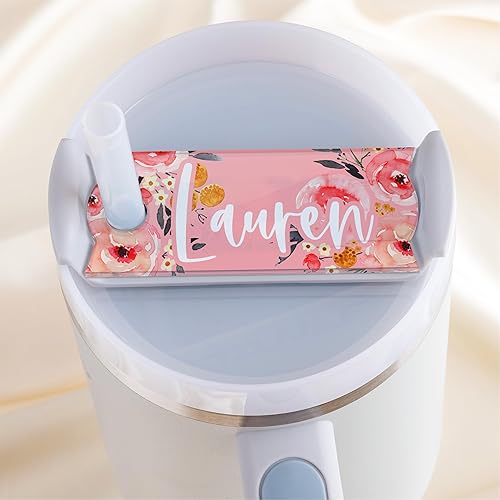 Miniatura 8 de Placas de nombre personalizadas para vaso Stanley  Floral  Etiqueta de nombre personalizada para vasos de 20, 30 y 40 onzas, tapa de vaso, accesorio