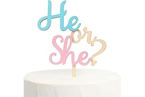 He or She Cake Toppers for Gender Reveal Party