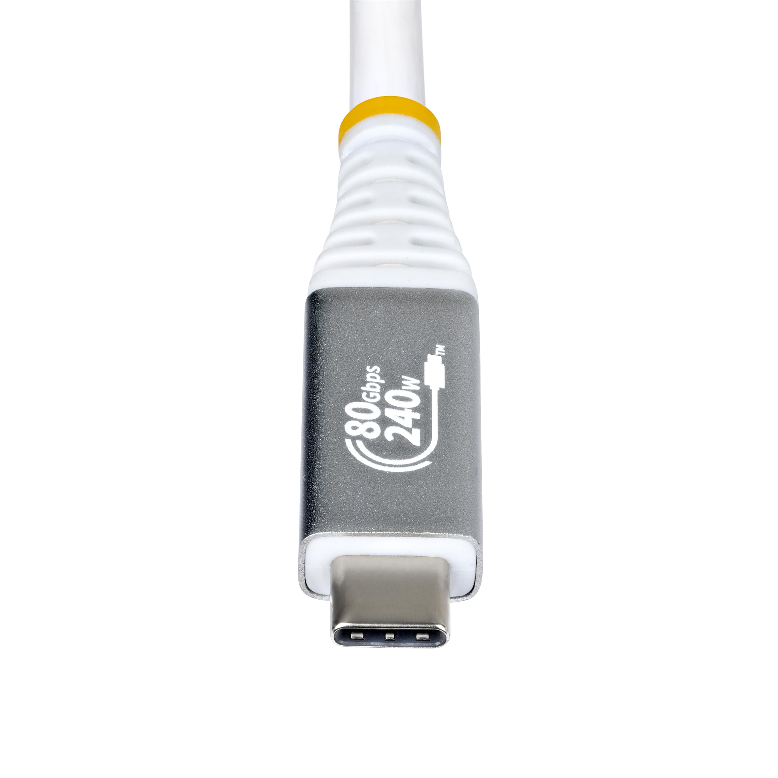 StarTech Cable USB4 USB-C 1,5m, 80Gbps, 240W, 8K120Hz DP2.1, Blanco | 4K 240Hz, DP2.1 con DSC, Marcas Quick ID, Funda de TPE RoHS