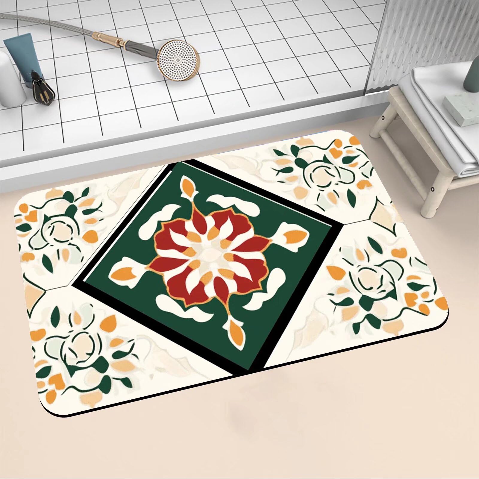 Alfombra de baño de diatomita antideslizante gris lavable de 40x60 cm