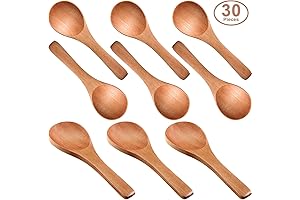 30 Mini Natural Wooden Spoons