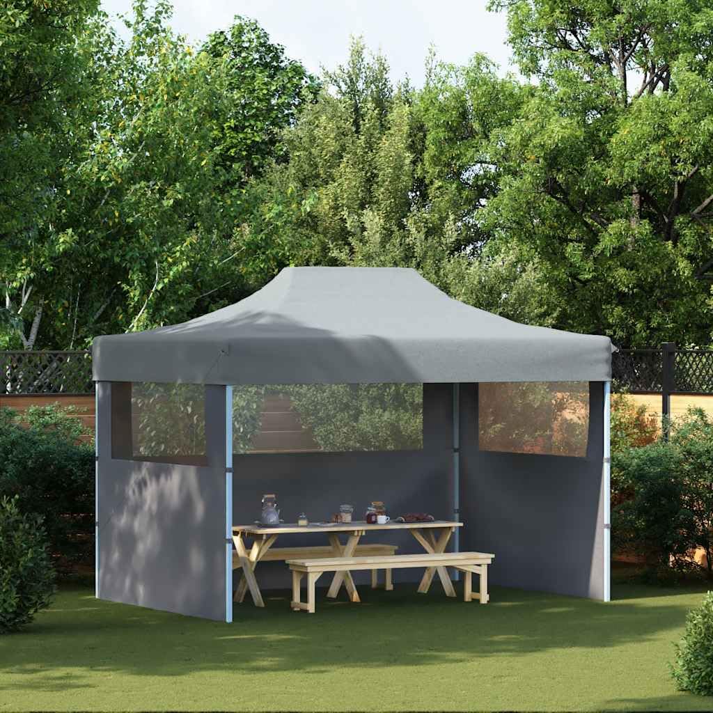 Gartenpavillon, faltbar, für den Außenbereich, mit 3 Wänden, 3 x 4 m, Stahl, Anthrazit