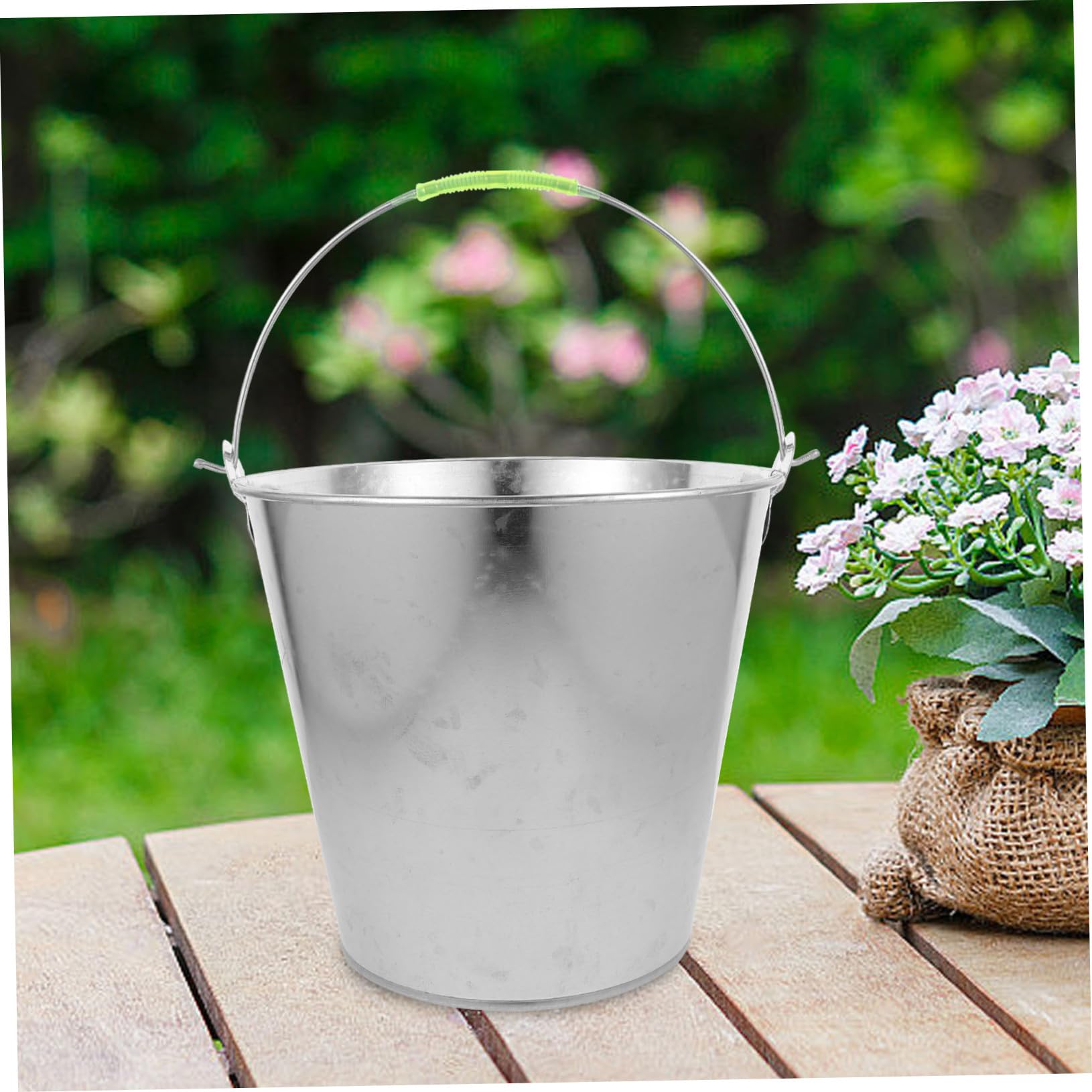 VALICLUD Secchio Multiuso la Casa e Giardinaggio 8l in Metallo Robusto Manico Antiscivolo per Pulizia, Stoccaggio Olio e Trasporto Facile
