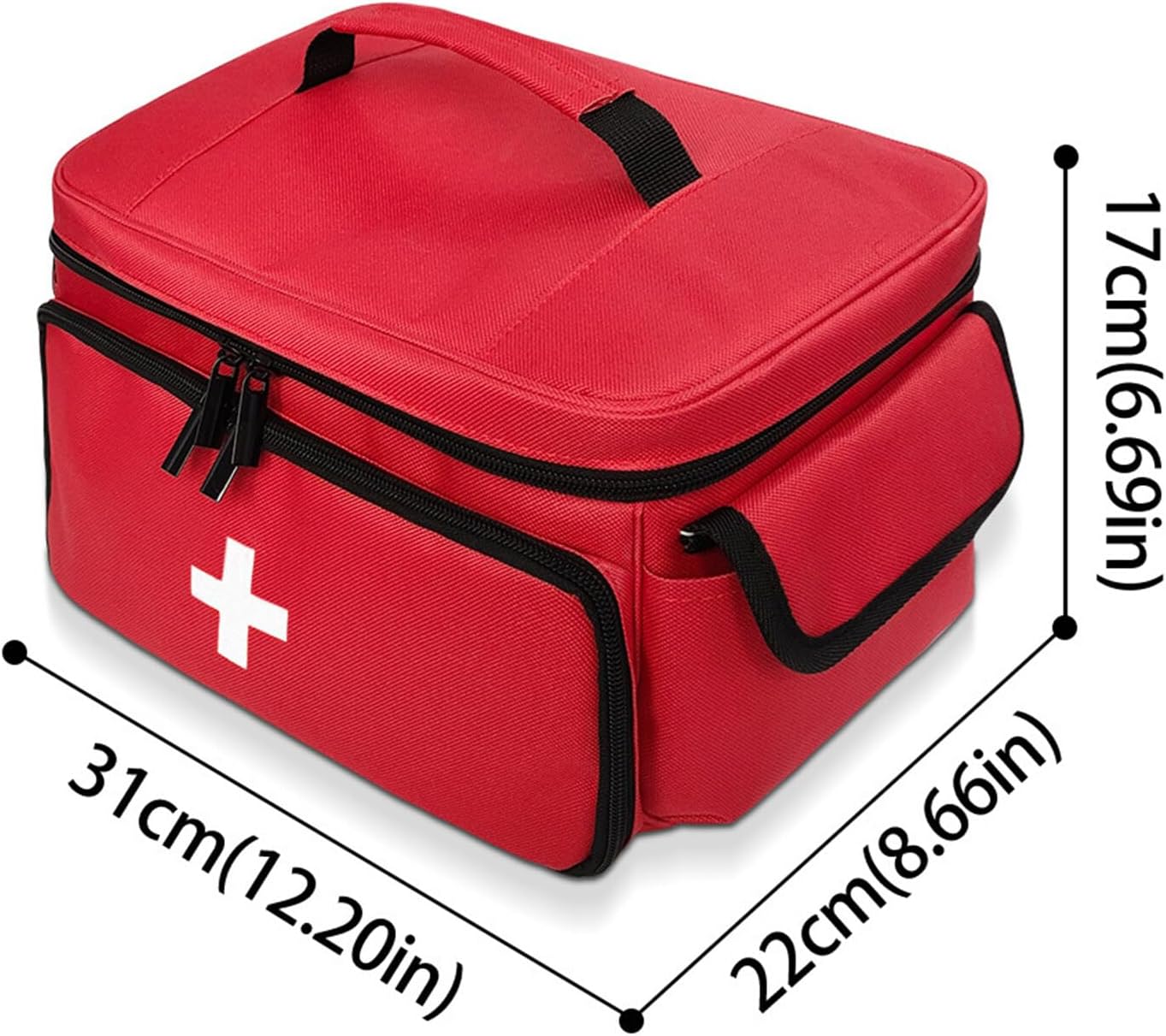 Medicine Storage Bag, Empty First Aid Bag, Medicine Organizer and Storage Bag Empty, Pill Bottle Organizer for Emergency, First Aid Box Family Zippered Medicine Bag for Home and Travel