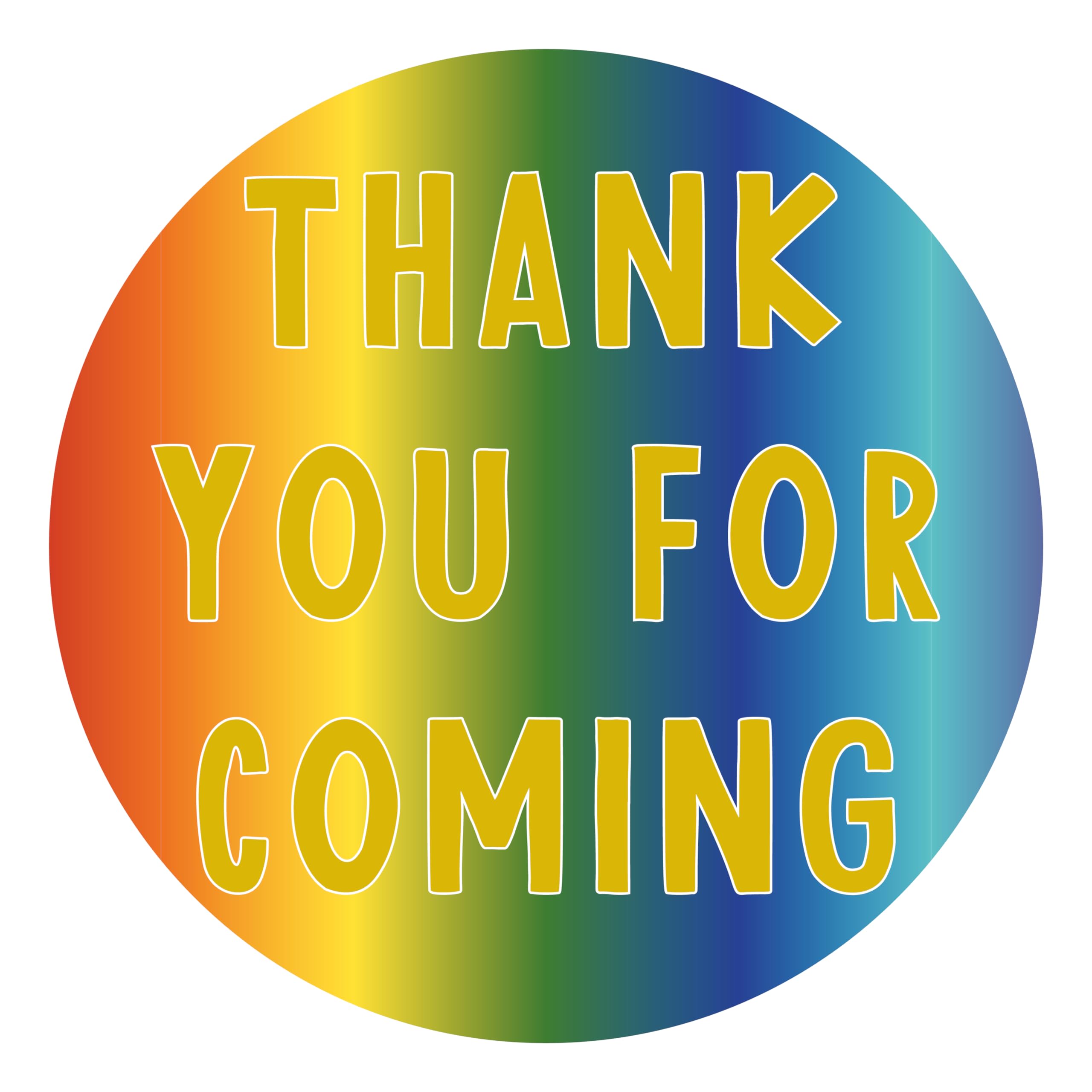 Manta Makes Thank You for Coming to My Party Stickers for Party Bags, 35 x 37mm Round Thank You Stickers for Party Bags, Thank You for Coming to My Party Bag Stickers Sheet (Rainbow Bright)