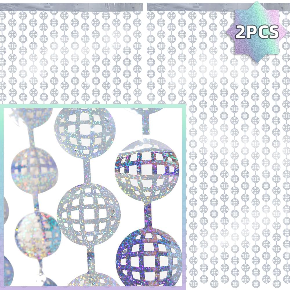 4 Packs Disco Foil Curtain Metallic Backdrop Party Photo