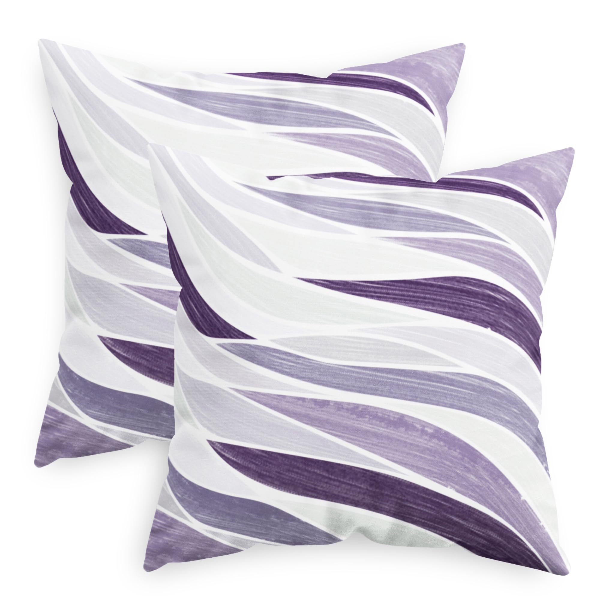 CaliTime Throw Pillow Covers Decorative 16 X 16 Inches Pack of 2 Cozy Fleece Two-Tone Abstract Sea Wave Geometric Cushion Cases for Couch Bed Sofa