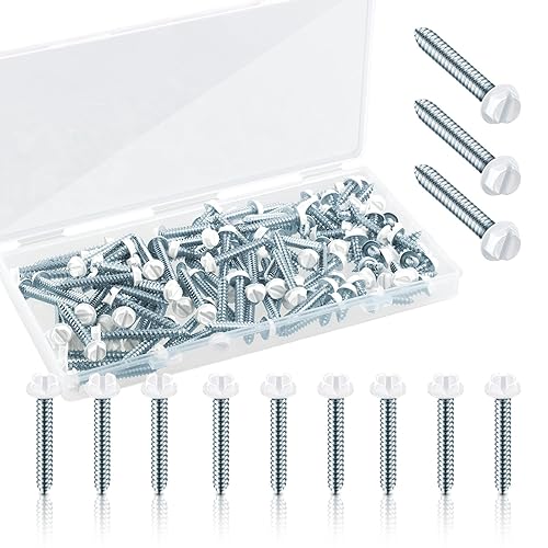 120 tornillos blancos #8 para canalón, tornillos de cabeza hexagonal blancos autorroscantes para canalón y bajante (1-1/4 pulgadas)