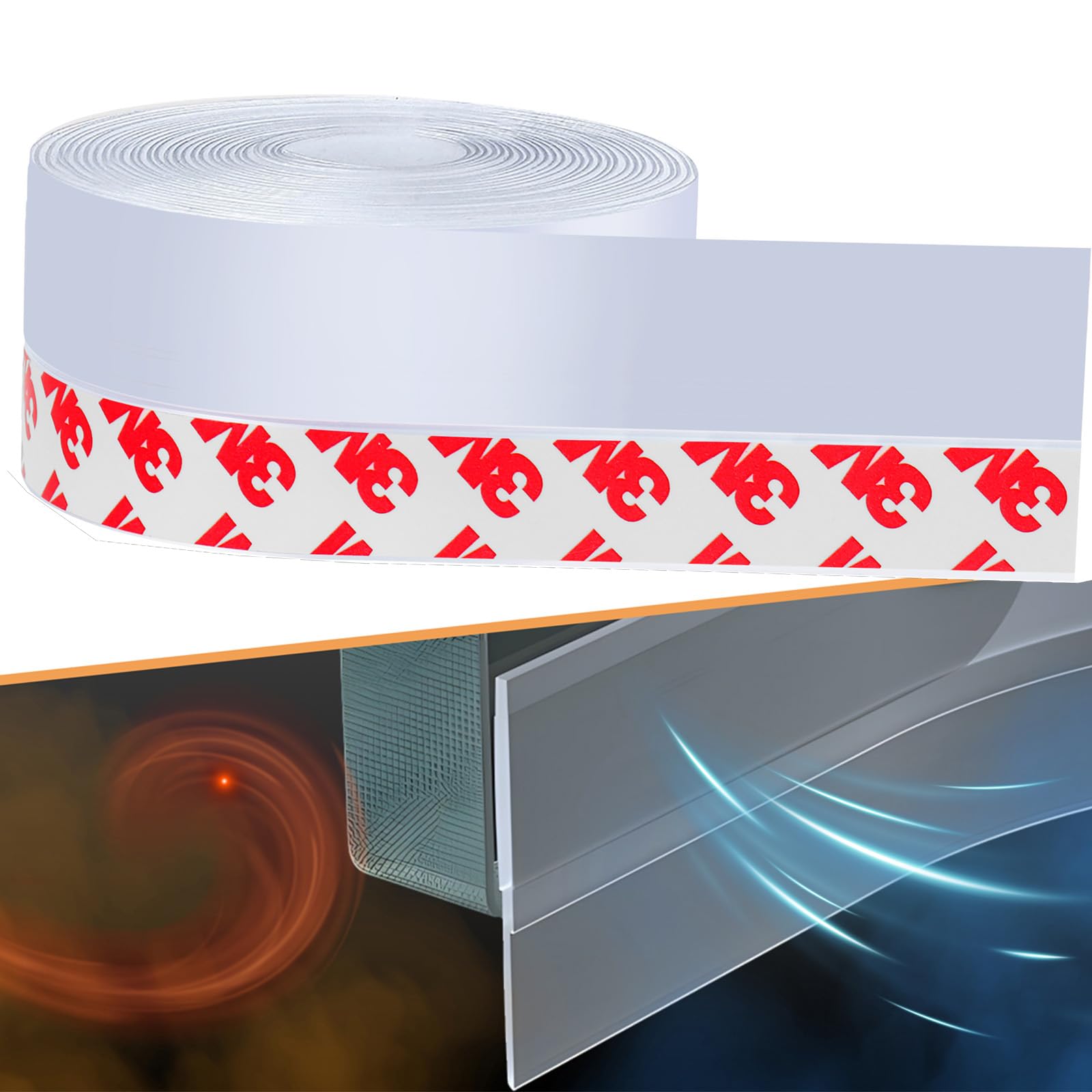 Weather Stripping Door Sealing Strip – Draft Excluder Tape for Doors, Extra-Wide Silicone, Strong Adhesive, Seals Large Gaps for Maximum Winter Cold Protection and Weatherproofing, 45MM Transparent — image 1