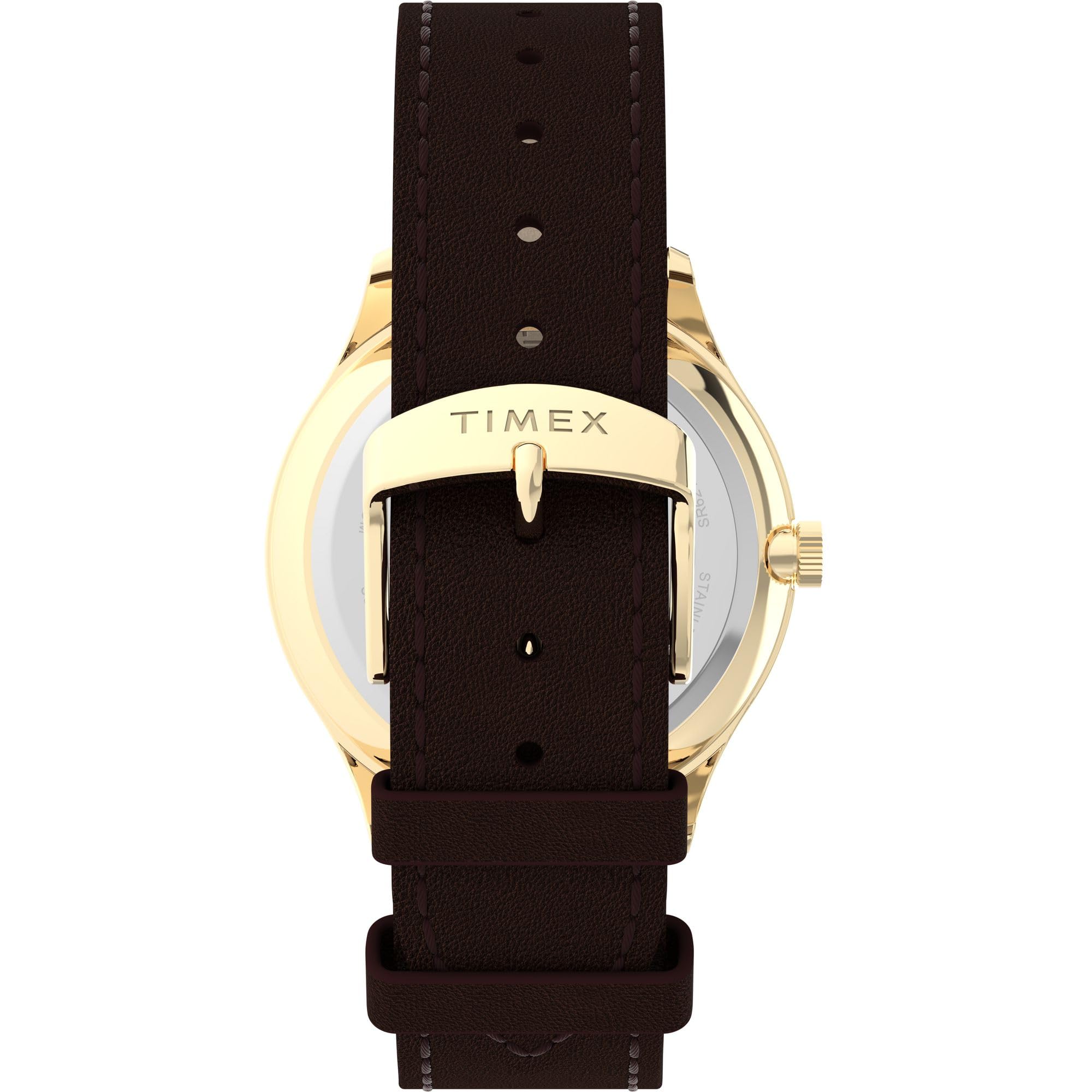 Timex Orologio analogico al quarzo da uomo con cinturino in pelle TW2W684009J, Marrone, Moderno