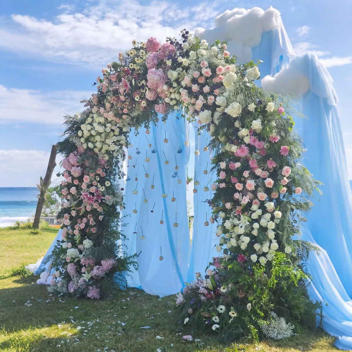 Arco da giardino in metallo graticcio per rose cerimonia nuziale e decorazione per feste robusto all'aperto Rankgitter dimensioni L 260 370 cm elegante bianco rosa pergolato per eventi