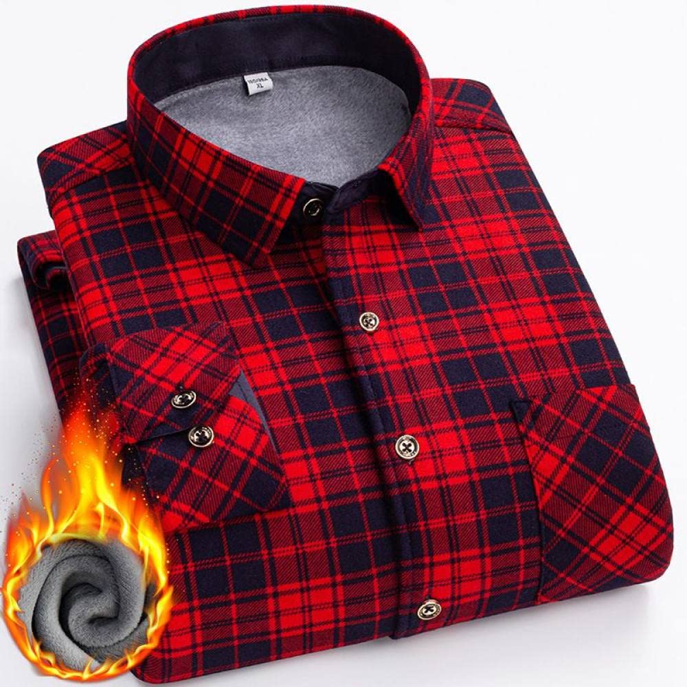 Camicia Calda Da Uomo,Camicia Da Uomo In Cotone Caldo A Maniche Lunghe Caldo Morbido Con Tasca Casual Camicia Casual Da Esterno Morbida E Confortevole Adatta Per La Primavera, L'Autunno E L'Inverno