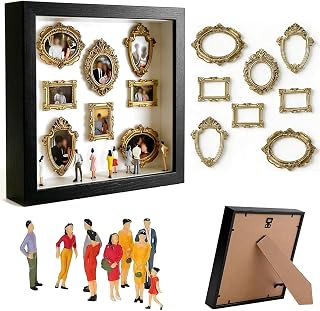 DIY Mini Museum Silhouette Box, Shadow Box Display Case Kit with 8 Gold Mini Frames and 8 Figurines, Celebrate Your Unique...