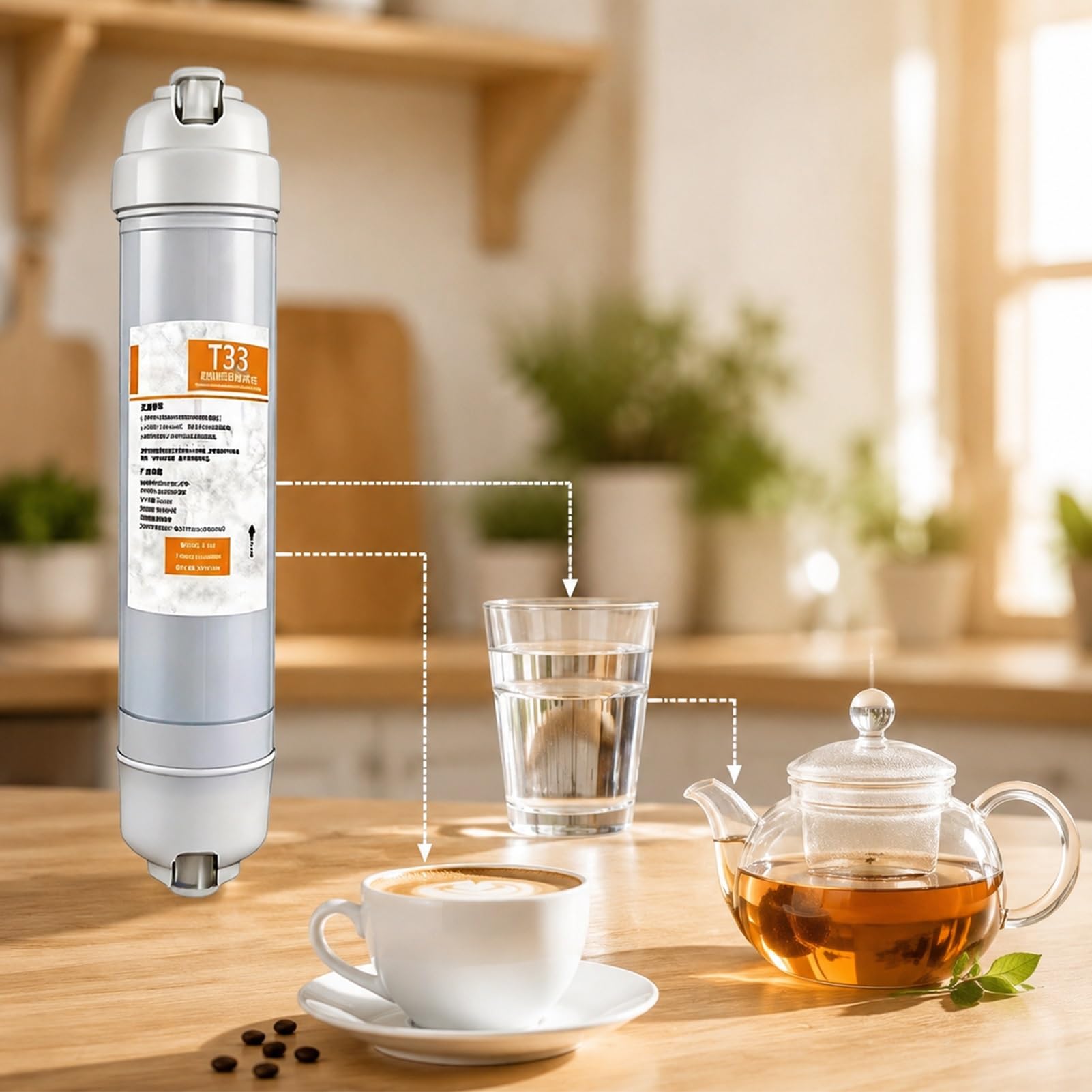 Lot De 4 Filtres À Eau À Charbon Actif Intégré T33 Pour Réfrigérateur/machine À Glaçons Avec Raccord Rapide, Adapté Aux Tuyaux D'eau De 1/4 Pouce